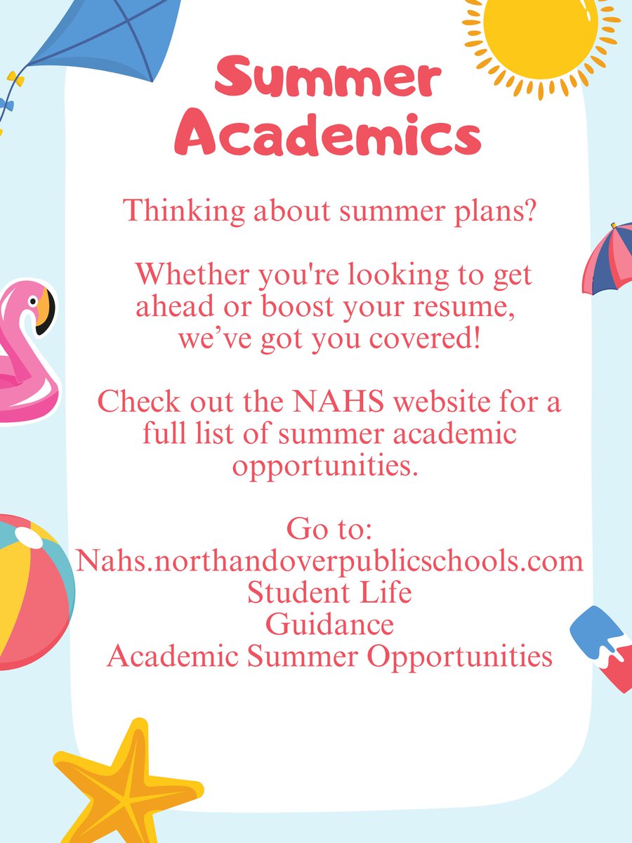 NAHSCounsel's tweet photo. Click here to view the Summer Academics on the NAHS website! https://t.co/RzovvmIPWD https://t.co/0RcfcgCXVr