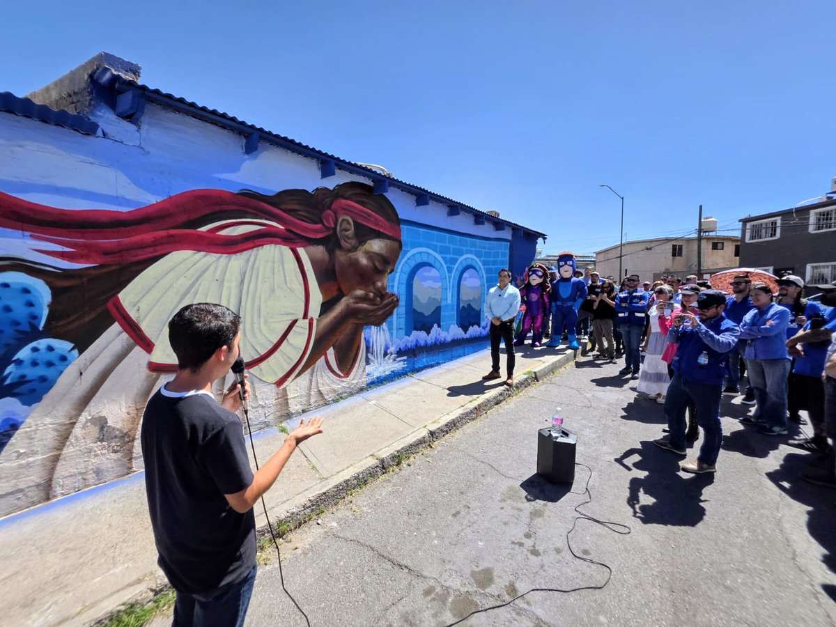 JMAS_Chihuahua's tweet photo. Como parte de las actividades de la Semana Cultural por el Día Mundial del Agua, develamos nueve murales al exterior de las instalaciones de la Planta Filtros, todos alusivos al cuidado y preservación del agua en nuestro municipio.

#JMASChihuahua #CuentaConmigo https://t.co/14jnNg3xGt