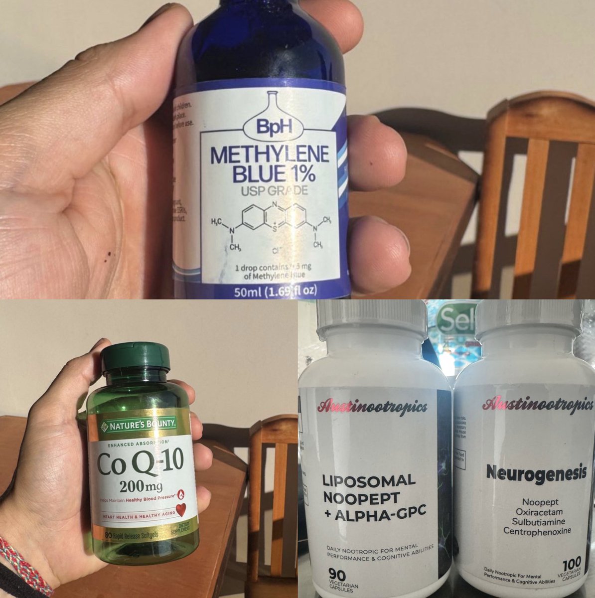 AbrisGains's tweet photo. So you want elite cognitive output without destroying your dopamine receptors or developing tolerance?

Here's the stack:

Upon waking:

∙ 0.5-1 mg methylene blue (~10-20 drops at 1%)
∙ 200 mg caffeine
∙ 400-600 mg l-tyrosine
∙ 30 mg saffron extract
∙ 300-600 mg alpha-gpc
∙ 5-10 g creatine

Before noon:

∙ 30 mg Noopept
∙ 800 mg l-theanine

Your brain & mitochondria are about to operate at levels you had no idea existed.

Picture MULTIPLE days of focused output condensed into one sitting. A permanent noise cancelling headset for your brain is the best way to describe the degree of LOCKED INNESS you will feel.

FUNDAMENTALS to remember:

∙ constant hydration with water+sodium+potassium throughout the day

∙ base mitochondrial stack: coq10, PQQ, NAC, omega-3s, vitamin d, magnesium glycinate, taurine daily

This stack protects neural tissue, fuels mitochondrial ATP production, and preserves long-term brain function.

NOT medical advice!