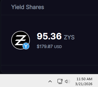 RamsMining's tweet photo. @DrFuture8000 @GiftedByGods @mert @zephyr_org $ZYS grows in value every 2 minutes. https://t.co/tWi3pRwrmL