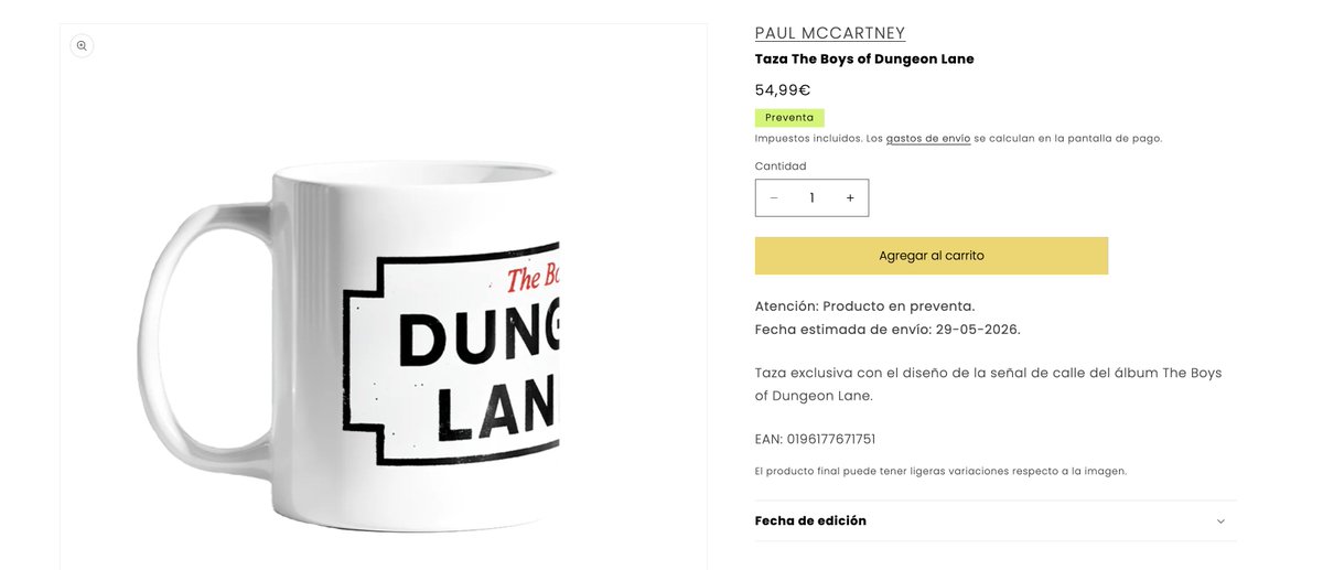 beralc's tweet photo. @ADixonMusic I don't know if you can see the same, but you can also get a 55€ mug. I hope that's a mistake! https://t.co/O61F4J4Vop