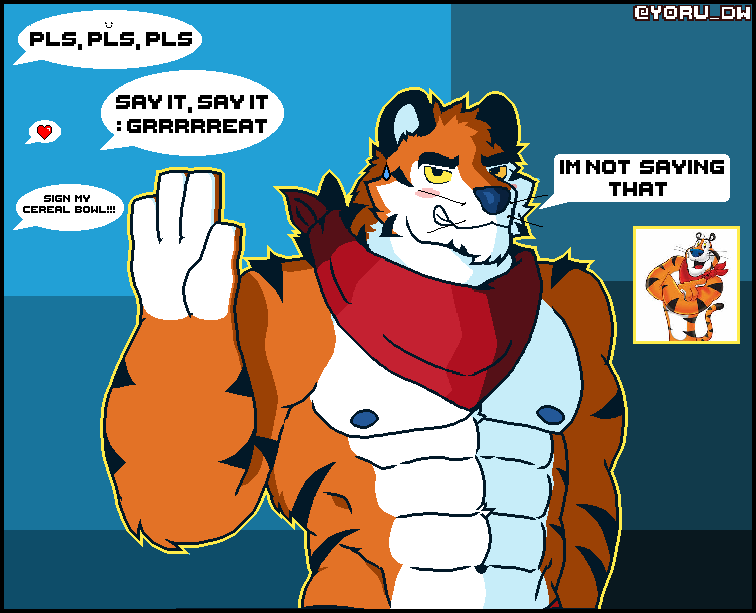 yoru_DW's tweet photo. Tony The Tiger Remake.
Hope u like it!
#furry #furryart #pixelart #tonythetiger https://t.co/uUev2WY218