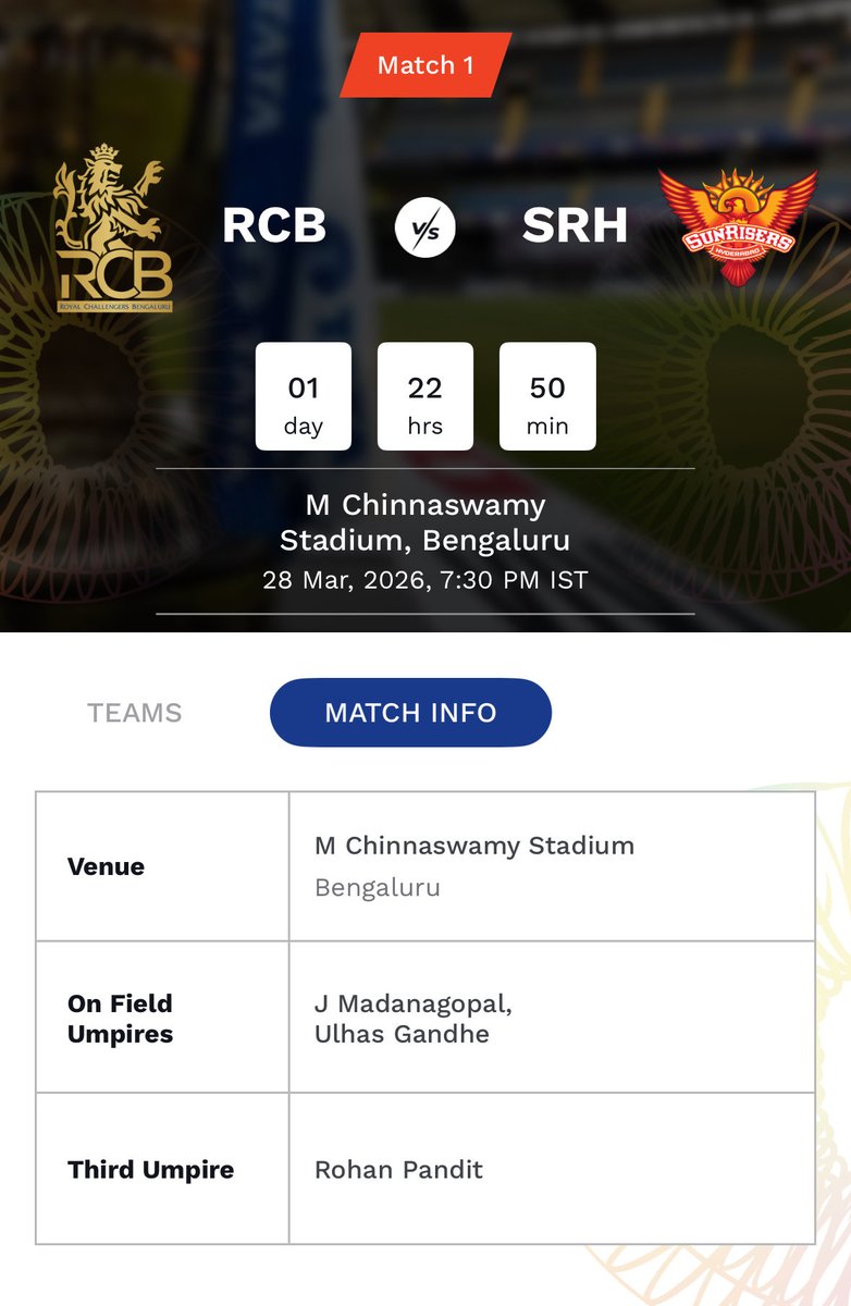 Hey <a href="/grok/">Grok</a> tell me who is winning the first match of IPL 2026 between RCB and SRH on 28th March?🔥🗿

Who are you predicting?🔴🟠#iplschedule #rcb #srh #ipl2026