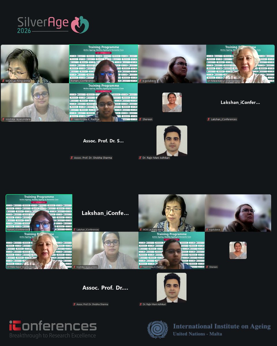 conferences_i's tweet image. Day 4 sessions:
👩‍🏫 Dr. Rosette Farrugia-Bonello – Dementia-friendly communities
👩‍🏫 Prof. Mala Kapur Shankardass – Active ageing &amp;amp; age-friendly cities in Asia#SilverAge2026 #ActiveAgeing #DementiaCare #AgeFriendlyCities