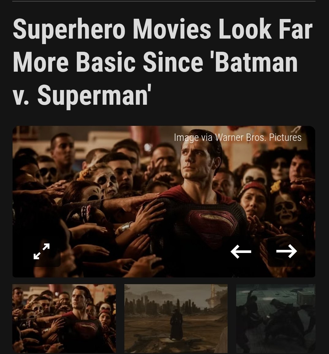 DarkKnightsFan's tweet photo. Here is your Headline for the day 
#SnyderVerse 

Its true... 

Since Zacks SnyderVerse films, Super Hero movies look more BASIC! 

https://t.co/sn0EY5xyog https://t.co/SdM3pvwGAG