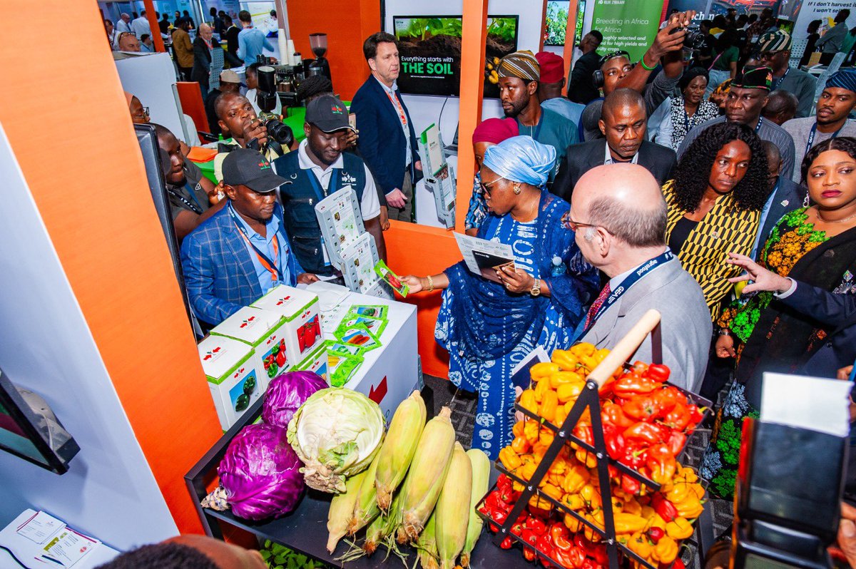 followlasg's tweet photo. SANWO-OLU CALLS FOR GLOBAL PARTNERSHIPS TO SCALE FOOD SECURITY SYSTEMS

Lagos State Governor, Mr. Babajide Olusola Sanwo-Olu, at the 11th Agrofood Nigeria Exhibition, urged investors, technology providers, and development partners to join efforts in scaling Nigeria’s food systems, highlighting Lagos’ strategic market, the introduction of the Central Food Security Hub, and a ₦500 billion Offtake Guarantee Fund as key initiatives to reduce waste, stabilize prices, and strengthen agricultural value chains.
@jidesanwoolu
@drobafemihamzat
@gbenga_omo
@gboyegaakosile
@LanreBajulaiye
@BarrBimbola
@Mr_JAGs @Riddwane
@lagosagric1 
#AGreaterLagosRising
#LASG