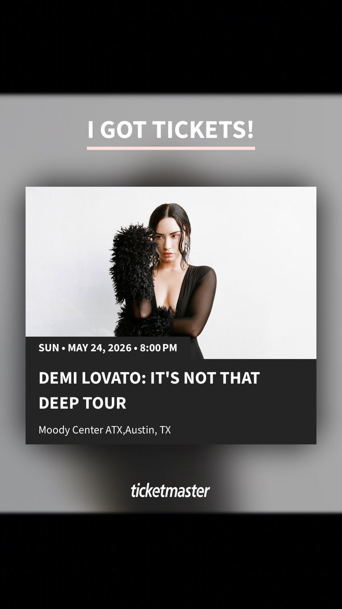 GregoryKingsley's tweet photo. I got tickets for Demi Lovato: It's Not That Deep Tour - Moody Center ATX - Sun • May 24, 2026 • 8:00 PM. Who's in?

https://t.co/vpkySD3p3J https://t.co/5EgqnZ06CA