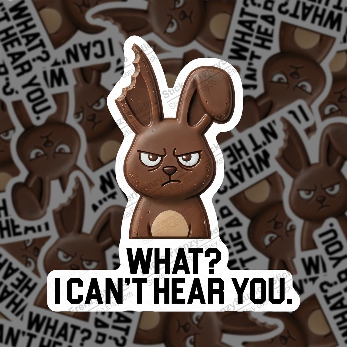 StickerFrenzyy's tweet image. When your chocolate bunny has had enough of Easter! Grab this hilarious, grumpy bitten ear sticker for your laptop or planner. 🐰🍫 etsy.me/40Vzgpq #EasterSticker #FunnySticker #ChocolateBunny #LaptopDecal
