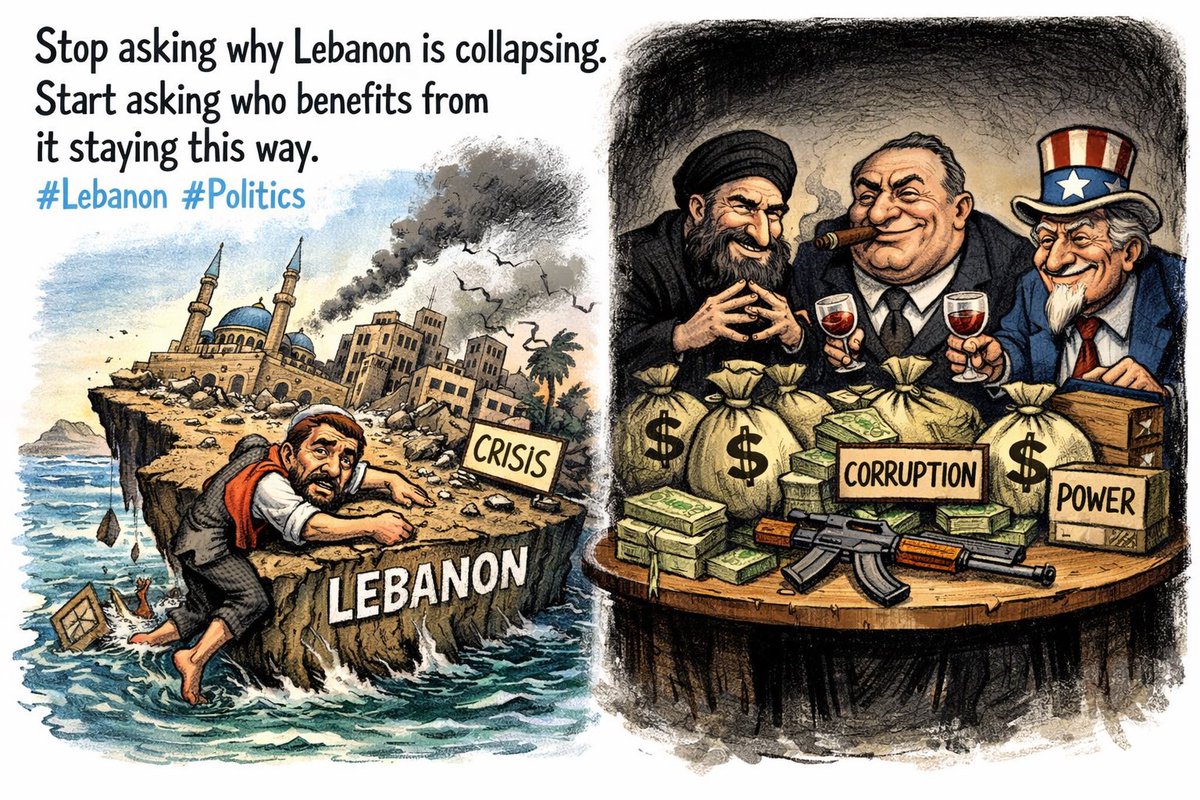 HallakMoe's tweet photo. Stop asking why Lebanon is collapsing.

Start asking who benefits from it staying this way.

#Lebanon #Politics https://t.co/p0PyW6Q7eF
