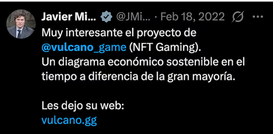 En 2022, el trastornado de pañales <a href="/JMilei/">Javier Milei</a> también promocionó otra estafa que nunca salió.