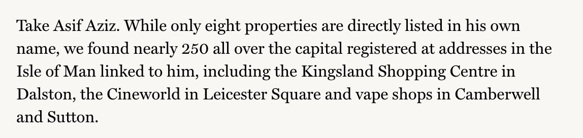 _TheLondoner's tweet photo. We started looking into overseas ownership after it was used by billionaire developer Asif Aziz to hide the scale of his ownership, and closure, of historic London pubs.

We found an associate of Aziz's –– Arshad Joosab –– is the listed owner of 80 properties all over London. https://t.co/ieO9SbHa6Q