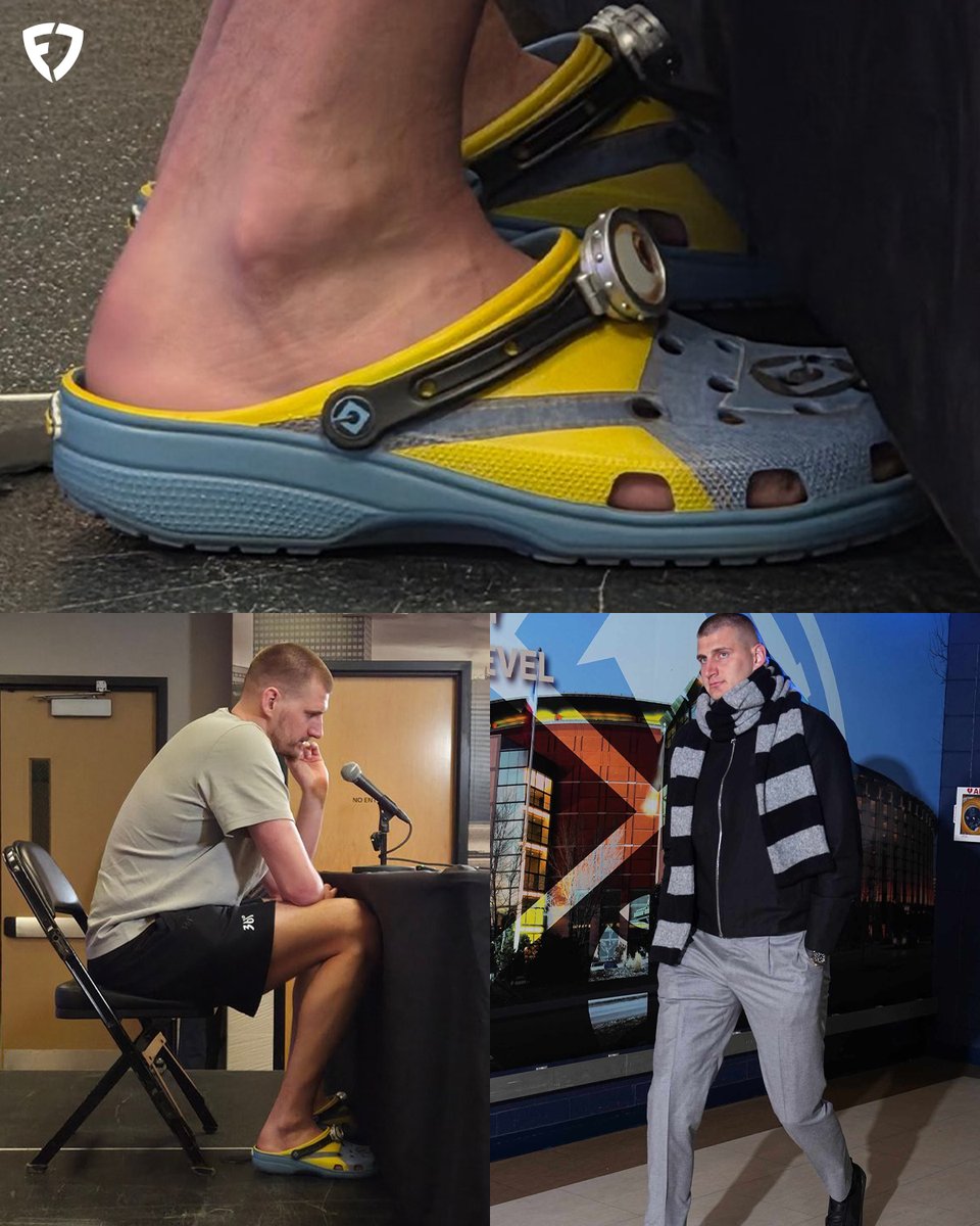 Nikola Jokic with Minion crocs after last nights win 🤣

He really is Gru 🌕

(per <a href="/RyanGreeneDNVR/">RG 📷</a>)