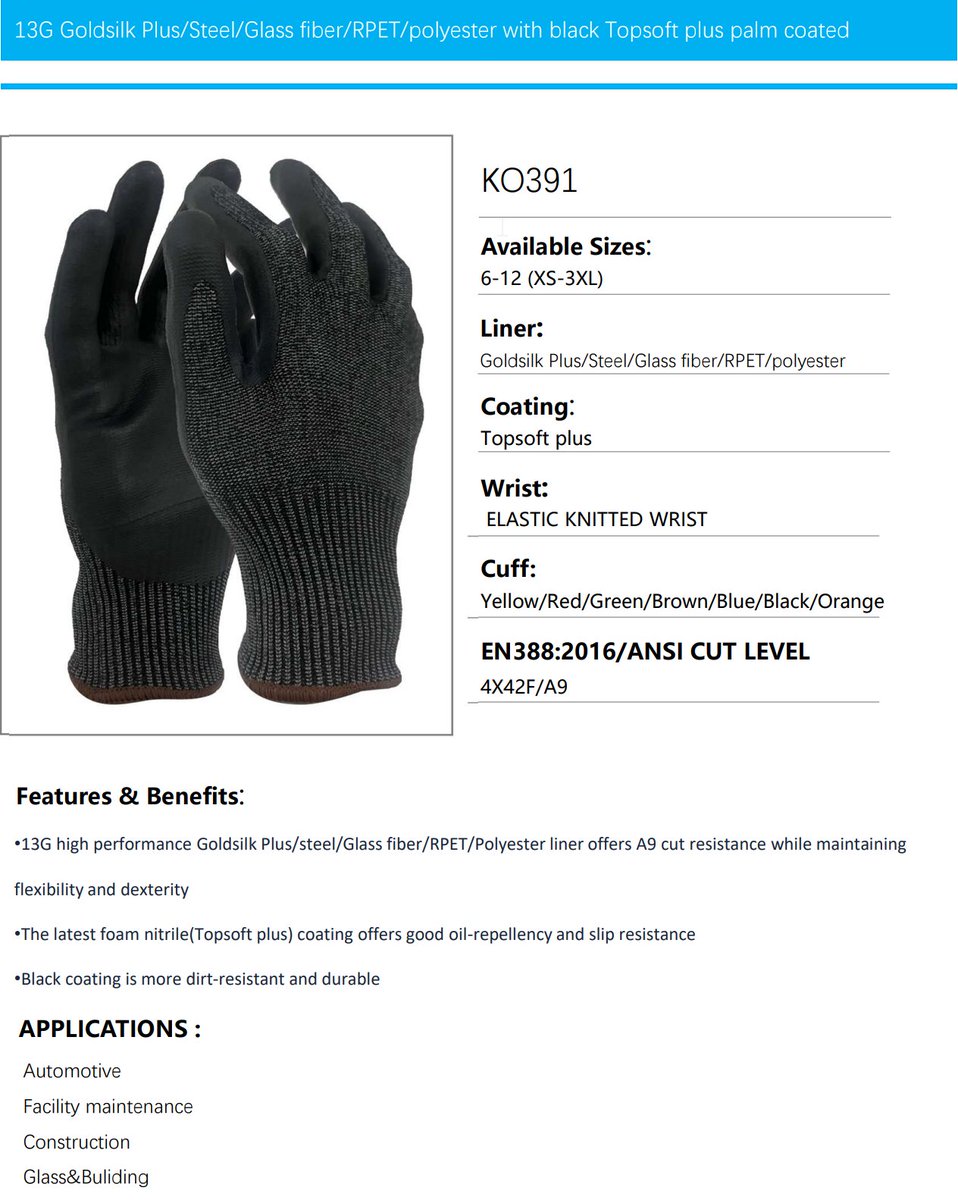 kld_da's tweet photo. Customers tell us rising tungsten costs are making cut-resistant gloves harder to afford. Prices have surged over the past year, which could reduce use of A8/A9 gloves—especially in 18G &amp; 21G. Is A9 always necessary? KangLongDa offers A9 in 13G—no tungsten, from China &amp; Vietnam. https://t.co/zSISYgDJky