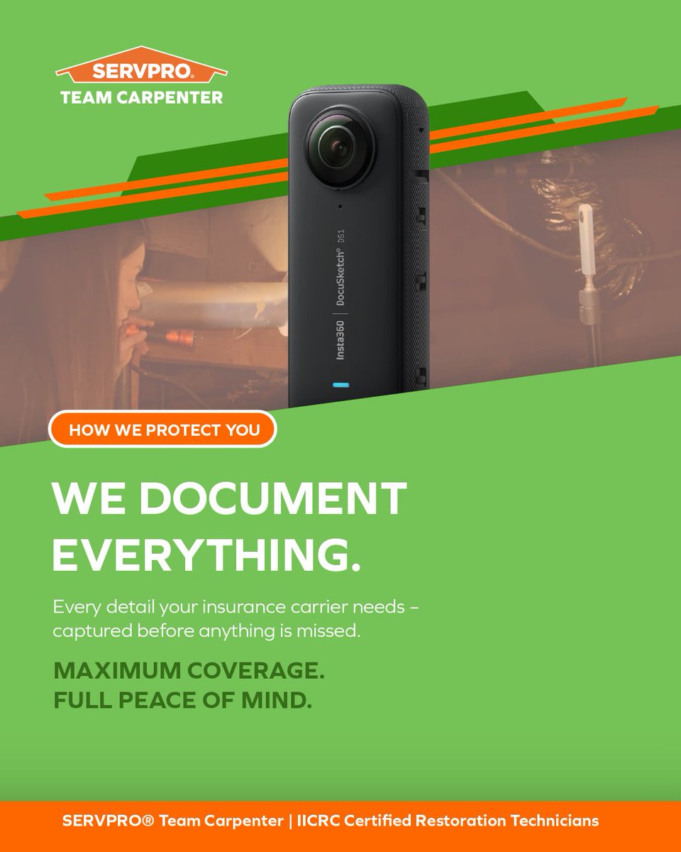 We utilize DokuSketch to create a comprehensive, navigate-able map of the entire affected area. 

This allows your carrier to virtually stand in the room and see exactly what we saw.

Call us anytime 24/7/365: (866) 592-3705
#SERVPROTeamCarpenter