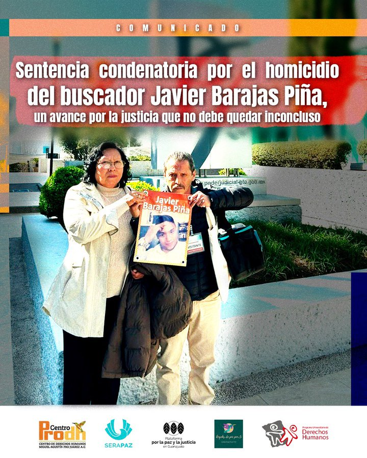 plataformagto's tweet photo. #Comunicado | Sentencia condenatoria por el homicidio del buscador Franciso Javier Barajas Piña, ocurrido en mayo de 2021 en Salvatierra, #Guanajuato || #BuscarNoDebeCostarLaVida

Este fallo envía un mensaje de #justicia y no impunidad  👇🏻

https://t.co/iRS0bmOvU9 https://t.co/RRmEbv6Ns8