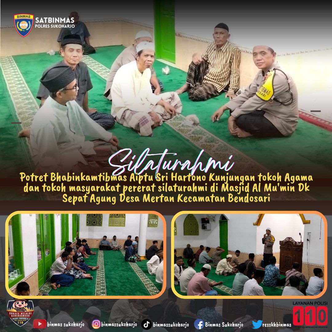resskhbinmas's tweet photo. Hangatnya silaturahmi di momen Lebaran

Bhabinkamtibmas Aiptu Sri Hartono melaksanakan kunjungan silaturahim Idul Fitri bersama tokoh agama dan tokoh masyarakat di Masjid Al-Mu’min, Desa Mertan, Kecamatan Bendosari.

#PolriPresisi #Bhabinkamtibmas #SilaturahmiLebaran #Kamtibmas https://t.co/LEufbukLdU
