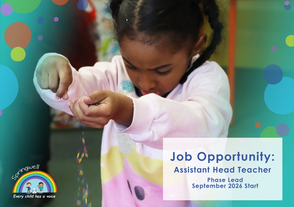 SpringwellSCC's tweet photo. VACANCY ALERT: ASSISTANT HEAD TEACHER
Find out more here:
https://t.co/4QaeSxF132 https://t.co/KpQ8qSyzsb