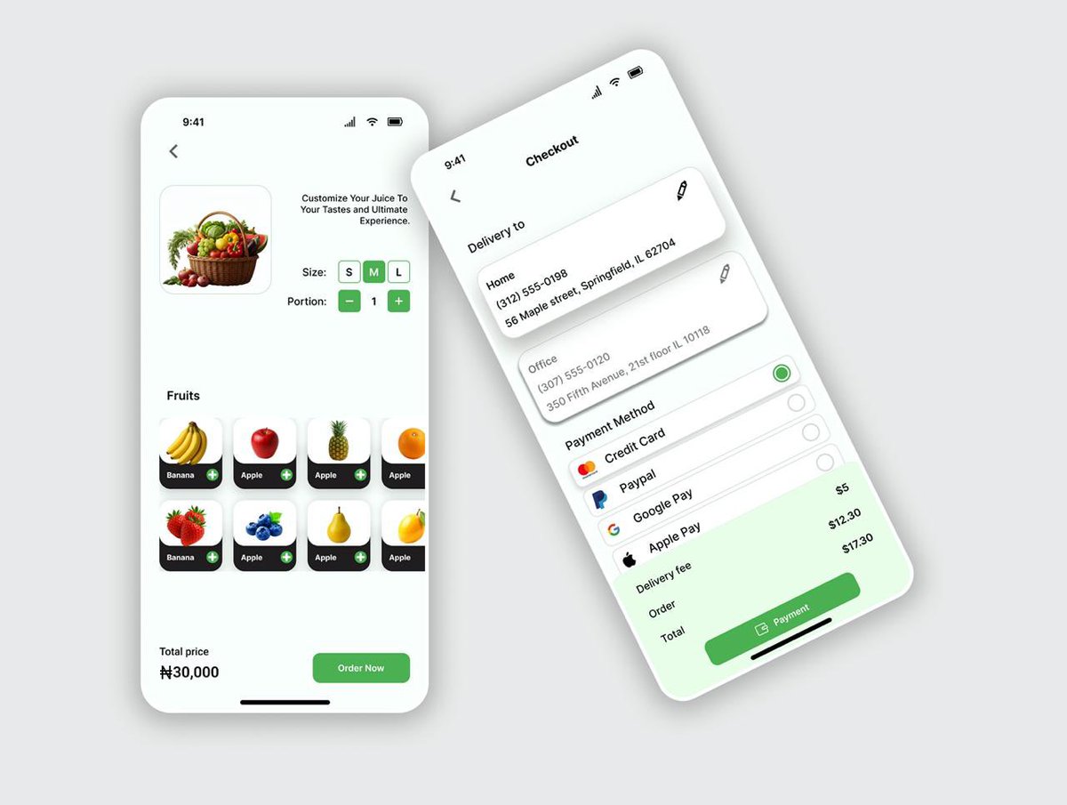 i_am_seysey's tweet image. Designed a fruit ordering app that works for both the company and users, solves the problem of cluttered carts and complex checkout flows. A simplified order screen that helps save users' addresses and provides a fast checkout.

#uiux #productdesign #AppDevelopment #design