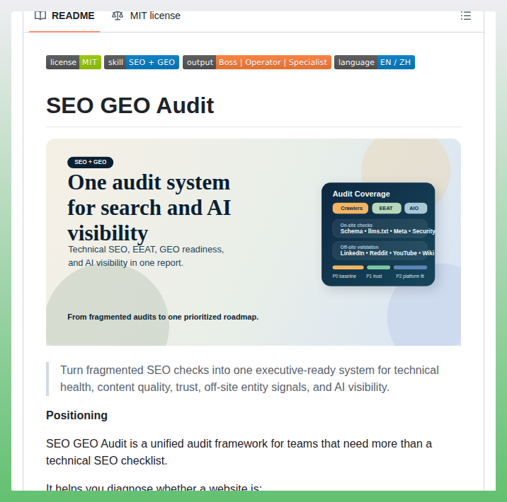 Audit system for search and AI visibility

github.com/GEO-SEO/seo-ge…