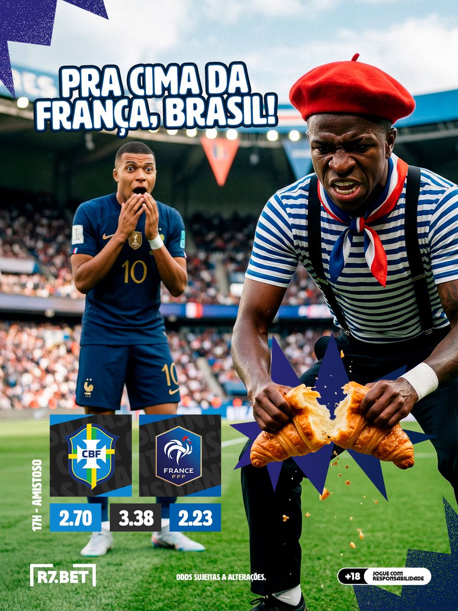 r7bet_'s tweet image. Pra cima da França, Brasil! 💚💛
Hoje é dia de jogar bola, rechear o croissant e mostrar que a nossa seleção está preparada pra buscar o HEXA!
Cola na R7, aproveita as #SUPERODDS campeãs e faça a sua aposta!
🍀
#R7BET #jogoresponsável🔞