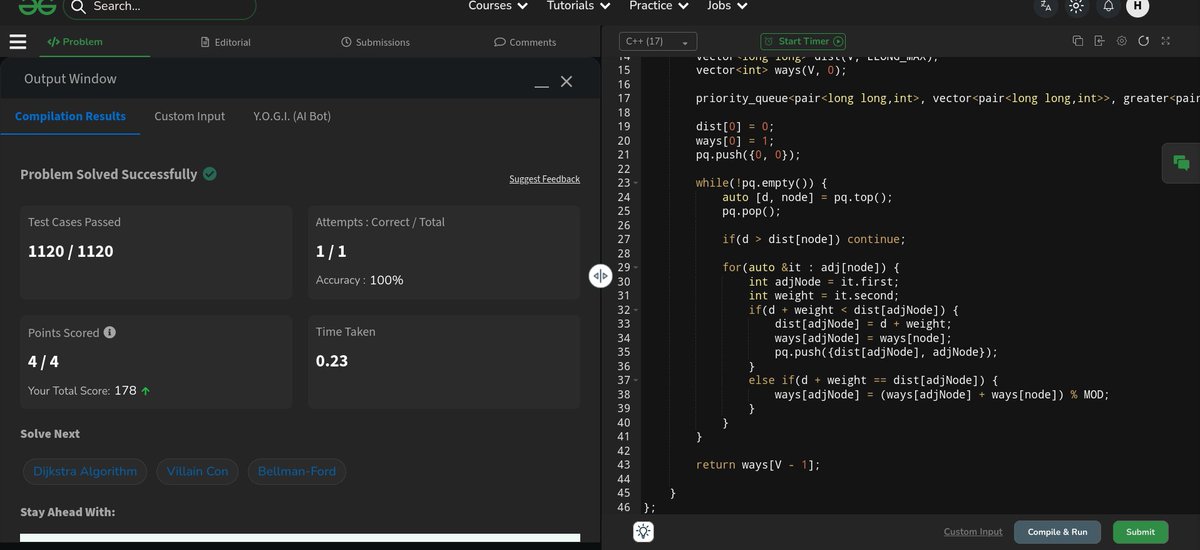 Harshit42077's tweet photo. 🔥Day 38 of 60 days challenge on GeeksforGeeks — small steps every day lead to big results🚀 
Today solve a problem of "Numbers Of Ways To Arrive at Destination". It was very tricky and helpful to learn code.
A great thank you to @geeksforgeeks and @NPCI_NPCI.
#geekstreak60
#npci https://t.co/zNsvM1naBf