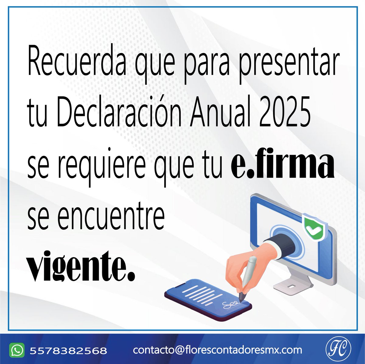 F_contadores's tweet photo. Consultoría y asesoría conformado por profesionales con experiencia en las áreas contable, fiscal y administrativa.

#FloresContadores #Impuestos #Fiscal #DespachoContable #Contadores #DespachoFiscal #DeclaracionAnual2025 #Efirma https://t.co/dajuI482Wj