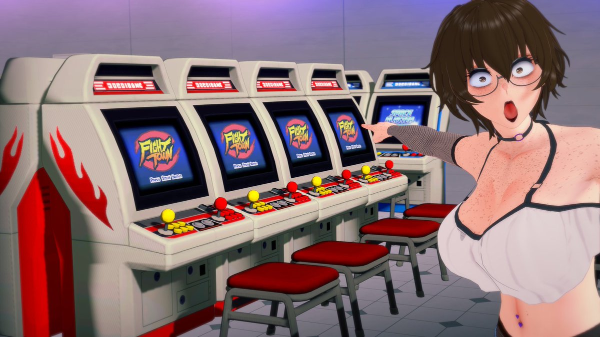 FragolinaStudio's tweet photo. She found out the Arcades in Kamogawa... 😭

#kamogawaisland #lewdgames #nsfwgame #eroge #adultgames https://t.co/LgsJPiBGNA