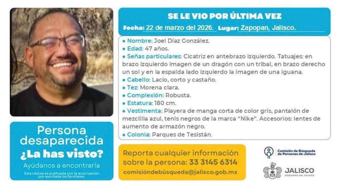 #ServicioSocial ‼️ ¿Has visto a Joel Díaz González? Se desconoce su paradero desde el pasado 22 de marzo. Cualquier información que pueda aportar a su localización, favor de comunicarla al número de la ficha 👇