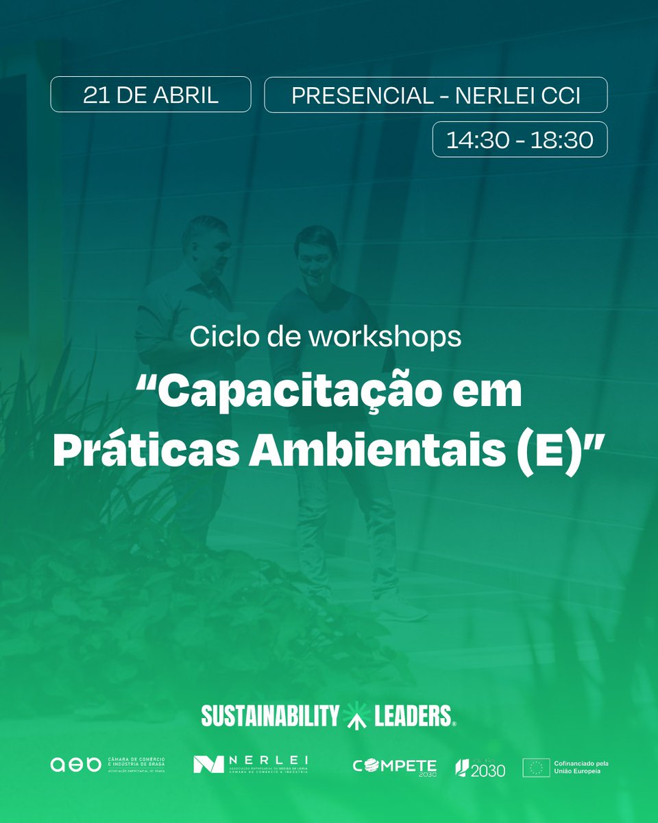 Vai começar o 2º Ciclo de Workshops de Capacitação Avançada em ESG.

O 1º workshop é já dia 21 de abril. Não perca!
Mais informação e inscrição ➡️nerlei.pt/pt/evento-nerl…