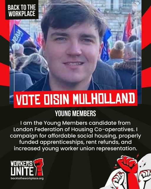 davenellist's tweet image. Unfortunately, I only get a vote for the retired section in the Unite Executive Council elections - but if I could, I'd be voting for Oisin, who moved the emergency motion at last year's #Unite Policy Conference in support of the Birmingham binworkers, which has led to my union