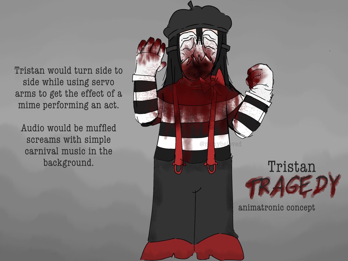 rkmybelovedd's tweet photo. (blood warning)
tristan redraw ^_^ GO VOTE MY BOY SO HE CAN BECOME A REAL ANIMATRONIC!!!!! ⬇️⬇️⬇️
https://t.co/g11tKFV5PP
#artist #art #clowns #clown #mime #mimes #oc #ocs #animatronic #animatronics https://t.co/XBZBereIun