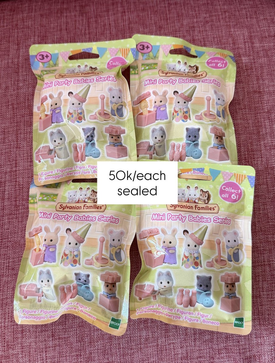 kangnaeonn's tweet photo. wts blindbag sylvanian mini party babies, sealed n original yaa! :3

link co: https://t.co/pDamTq6m6c https://t.co/0t5KjS6uPe