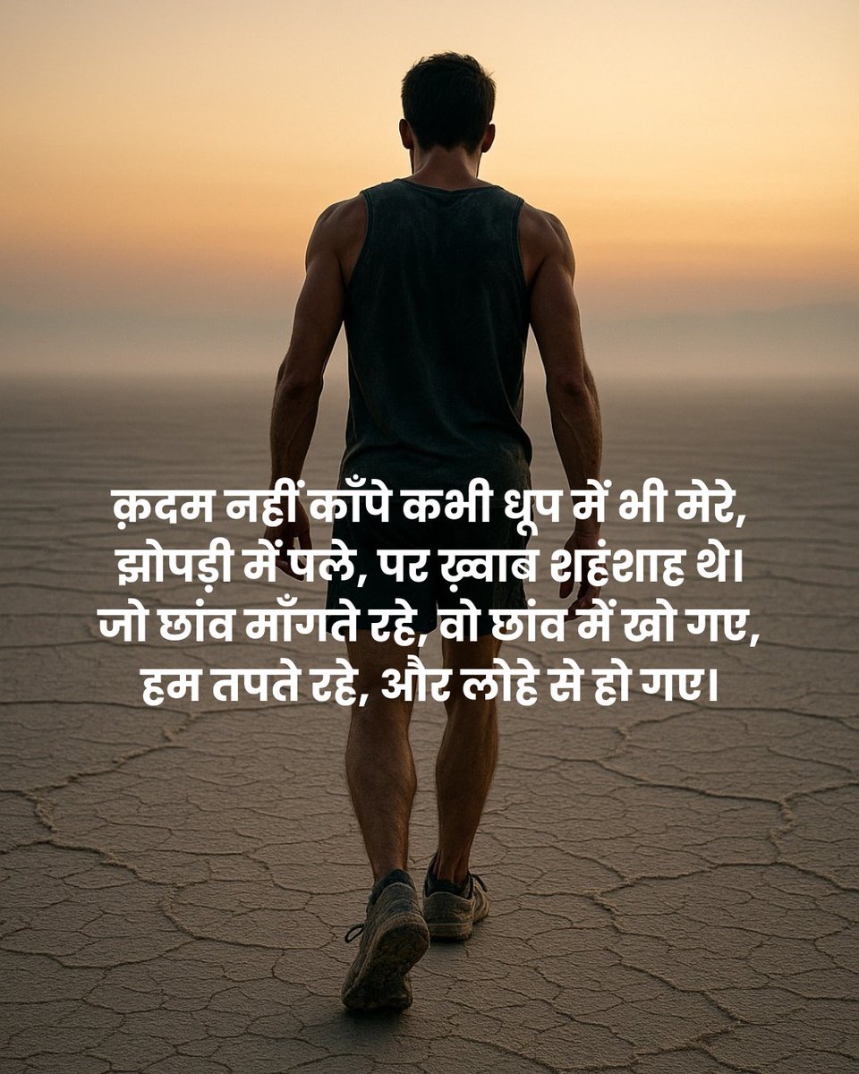 memoryofash's tweet photo. धूप ने जलाया तो हिम्मत और मज़बूत होती गई
हम चलते रहे चुपचाप, और किस्मत खुद लिखती गई
#Poetry #PoetryCommunity #WritersOfX #PoetLife #SpilledInk #PoetryLovers #VerseOfTheDay #InkAndSoul #CreativeWriting #PoemOfTheDay https://t.co/fplBxN6MbY