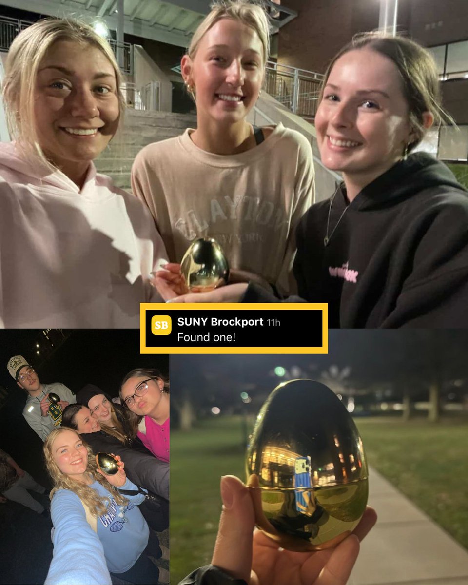 Brockport's tweet photo. We doubled the action. ➡️ #MascotMadness + Find Ellsworth's Golden Eggs! 🦅🥚
Our Golden Eagle placed eggs all across campus, & our students were on a mission to find them! 🔍
Vote for Ellsworth in the Semifinals! Round 4 ends TOMORROW at 3 PM.
🗳️: https://t.co/ZSk5Amfif0 https://t.co/kgh3FjBjge