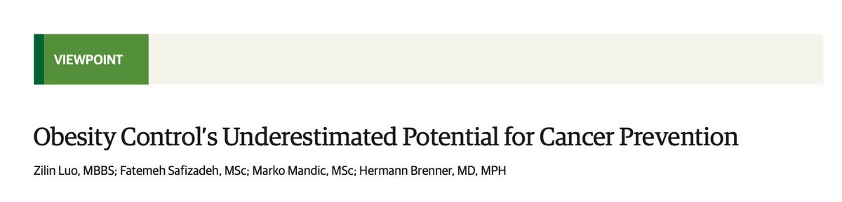 EricTopol's tweet photo. "A much stronger cancer-preventive potential of obesity prevention and control than previously established"
https://t.co/QatHKVMbfz @JAMAOnc https://t.co/OQ62MunGTu