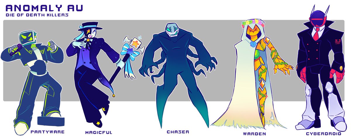 Sharkygrr's tweet image. ANOMALY AU🐟✨️
We finally have clearer references for each character in this AU
I hope you like them!!
#dieofdeath #dod