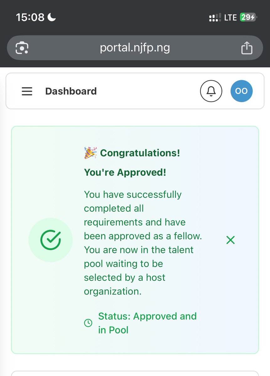 Whichdavid_'s tweet photo. Opened my NJFP 2.0 portal today and saw I’ve successfully passed the onboarding stages, now officially in the talent pool. 🤭✨
Funny how I only discovered the program on X in January, right when I resumed my LLM.🙂‍↕️
P.S: This your sign to CLICK THAT LINK &amp; APPLY FOR THINGS!. https://t.co/FqM9WgcKS0