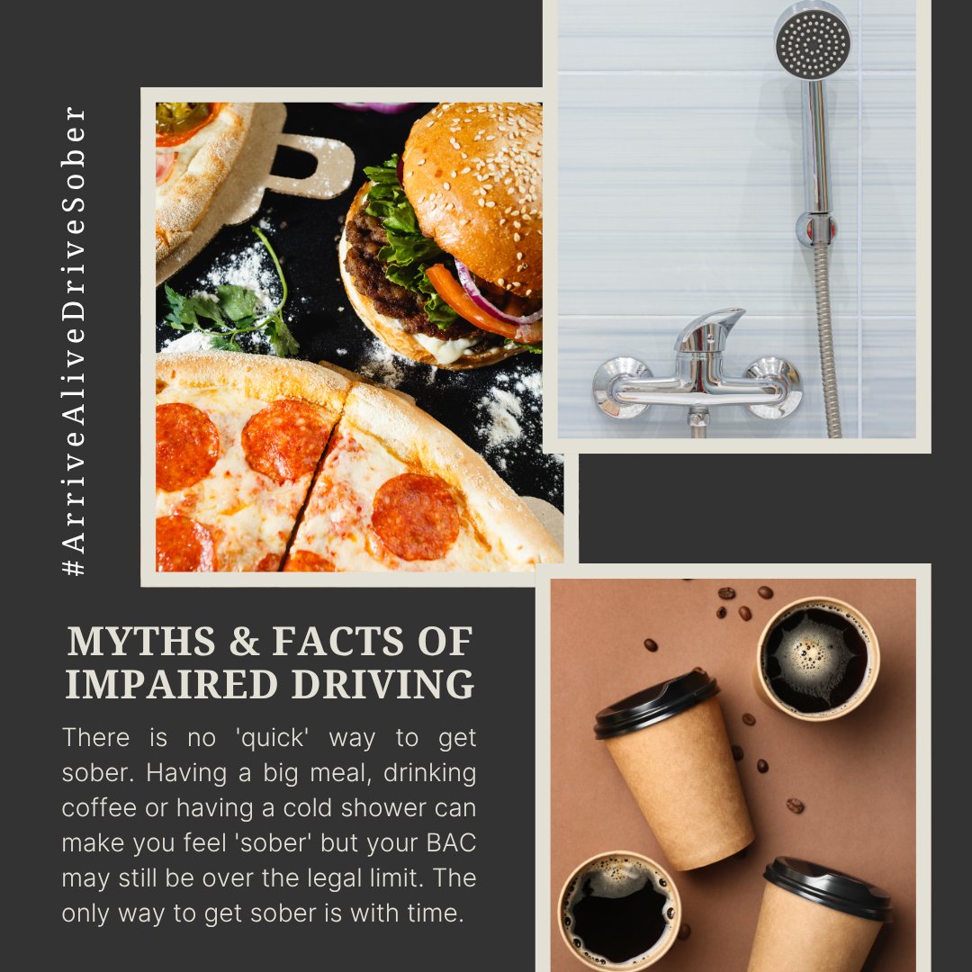 DriveSober's tweet photo. There is no 'quick' way to get sober. Having a big meal, drinking coffee, and having a cold shower can only mask the effects brought on by alcohol impairment. Although you may think you sobered up, your BAC may still be over the legal limit. The only way to get sober is with time https://t.co/iwRR5fFWfG