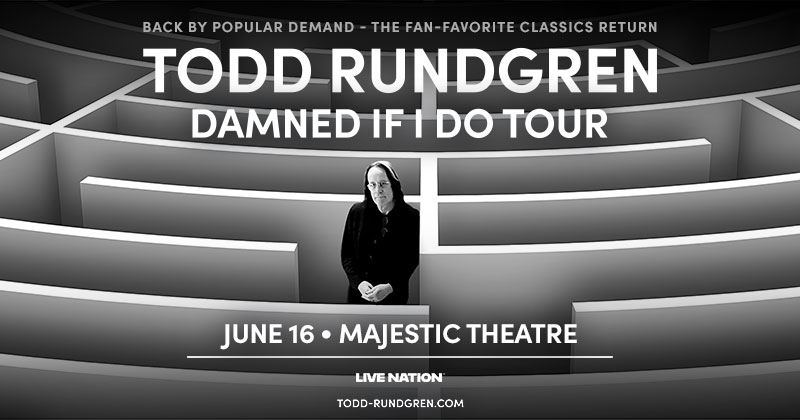ObserverMKTG's tweet photo. Paid partnership with @LiveNationDFW | Todd Rundgren: Damned If I Do Tour coming to the Majestic Theatre Dallas on Tuesday, June 16th! Get tickets here: https://t.co/pjG4aNUQoW https://t.co/8OlE1bMNEY