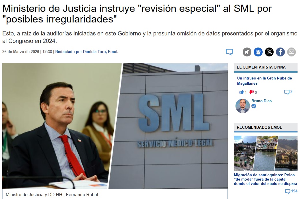 LeoGonzalezW's tweet photo. El Servicio Médico Legal de Chile @SmlChile otra vez bajo la lupa. ¡Bien!
Pero... ¿estará dispuesto el Estado a hacerse realmente cargo del histórico abandono en que ha mantenido a la Medicina Legal nacional? Hacerlo, créanme, amerita bastante más que completar algunos sumarios https://t.co/OXx22Oxu6H