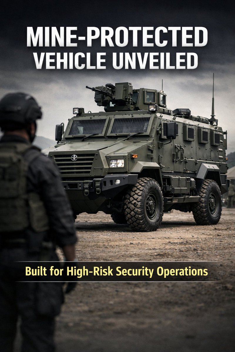 IndianDefenceT's tweet photo. Ashok Leyland has unveiled an advanced 4×4 mine-protected vehicle designed for high-risk security operations, offering enhanced blast protection, mobility, and troop safety against mines, IEDs, and small-arms threats.
#AshokLeyland #MineProtectedVehicle #DefenceNews #MilitaryVehicles #SecurityForces #IEDProtection #ArmouredVehicle #DefenceTechnology #IndianDefence #ModernWarfare #aigenerated