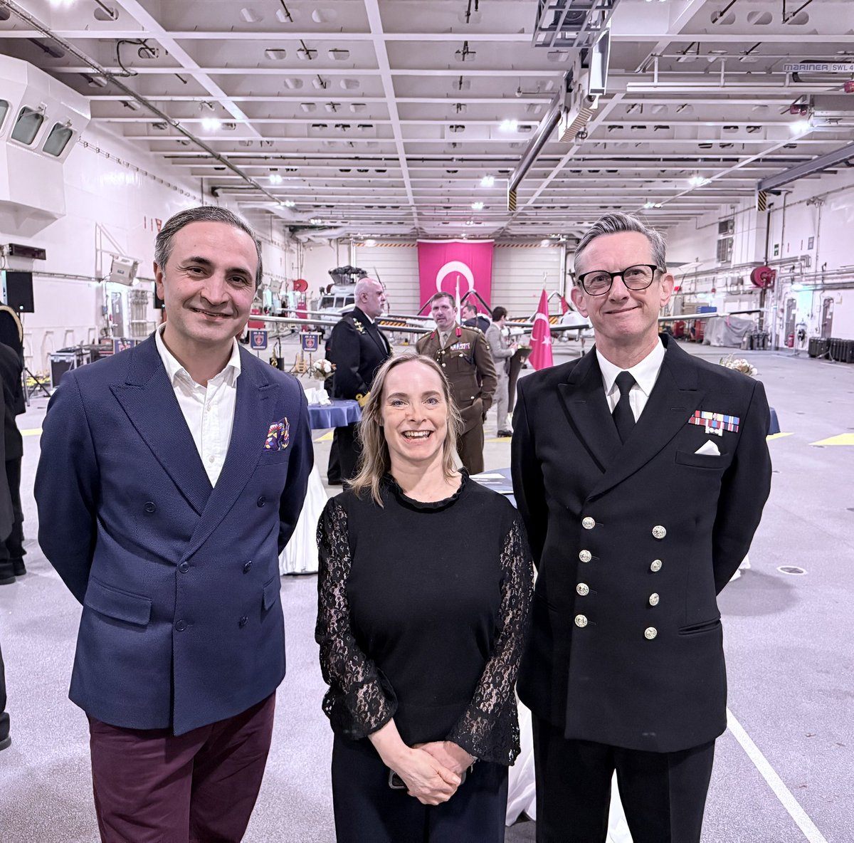 JournalistsTB's tweet photo. We attended a reception held aboard our UAV carrier TCG Anadolu,which was docked at the Port of Southampton,together with Royal Navy Commander Rear Admiral Matthew Stratton,Turkish Naval Task Force Commander Rear Admiral Bilican,and Ambassador Koray Ertaş.@yurtdisiturkler https://t.co/07Khsfo2SG