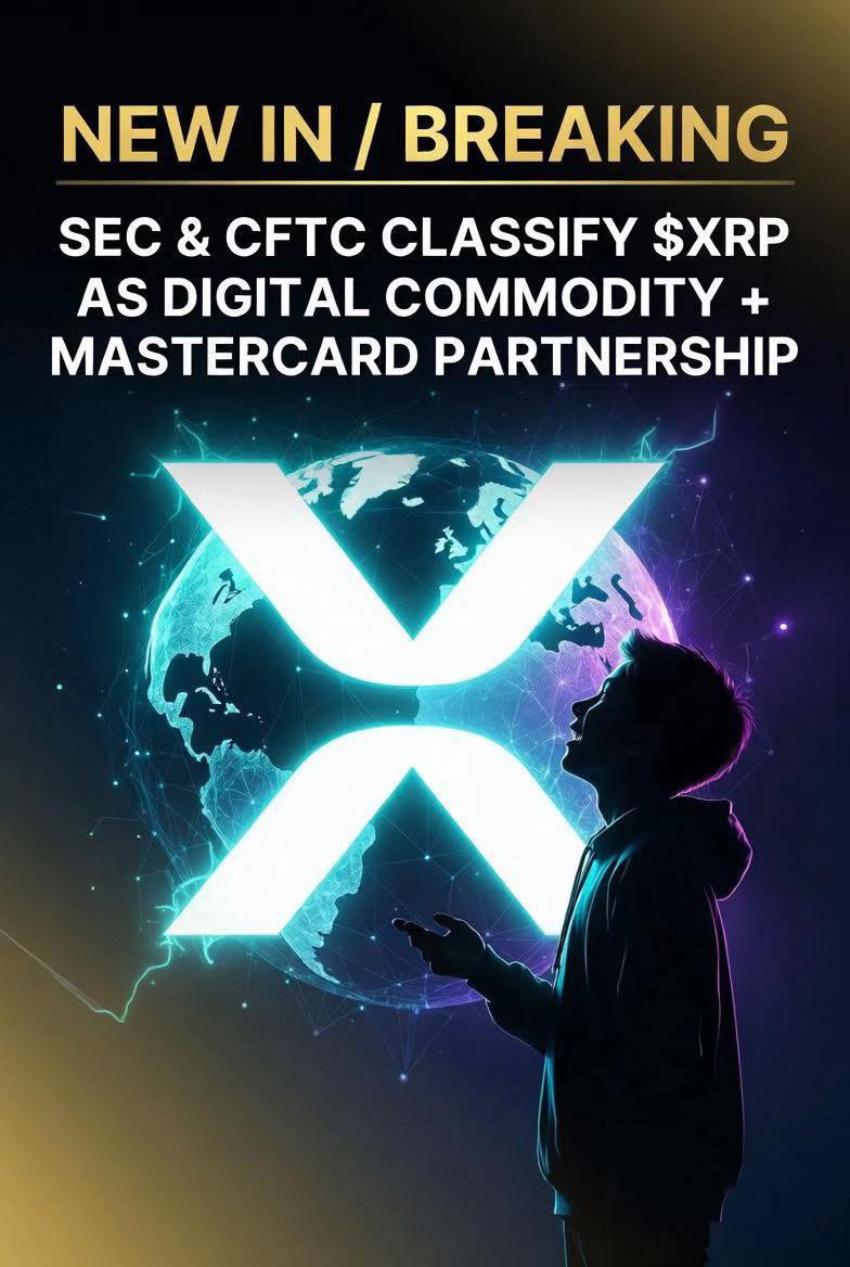 CrouthamelMike's tweet photo. 🚨 NEW IN / BREAKING: XRP OFFICIALLY A DIGITAL COMMODITY + MASTERCARD INTEGRATION! 🌊🔥 SEC & CFTC clarity just dropped. Ripple now plugged into Mastercard’s $9T network. Clarity + adoption = next leg up? Who’s riding? 👇 #XRP #Ripple #DigitalCommodity #XRPtoTheMoon https://t.co/qSOH0JUwJz
