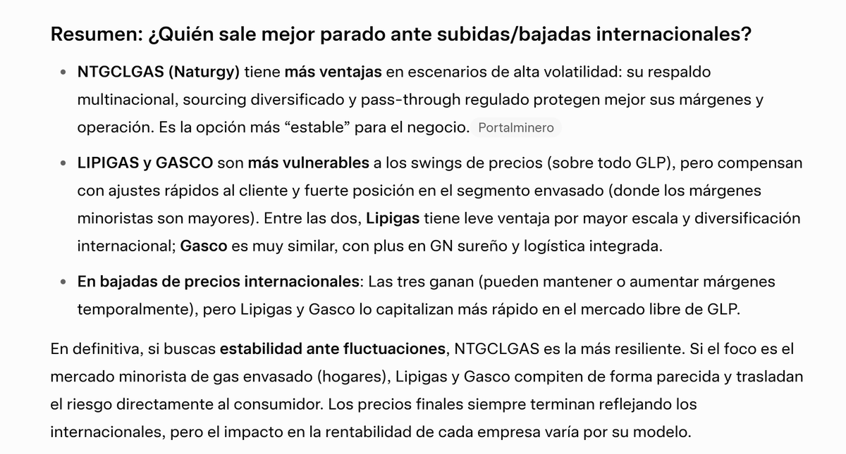 Gas: Les voy a compartir un poco de información sobre las empresas que tranzan en nuestro mercado. Creo que es necesario por la desinformación que existe en el origen del abastecimiento de cada una...