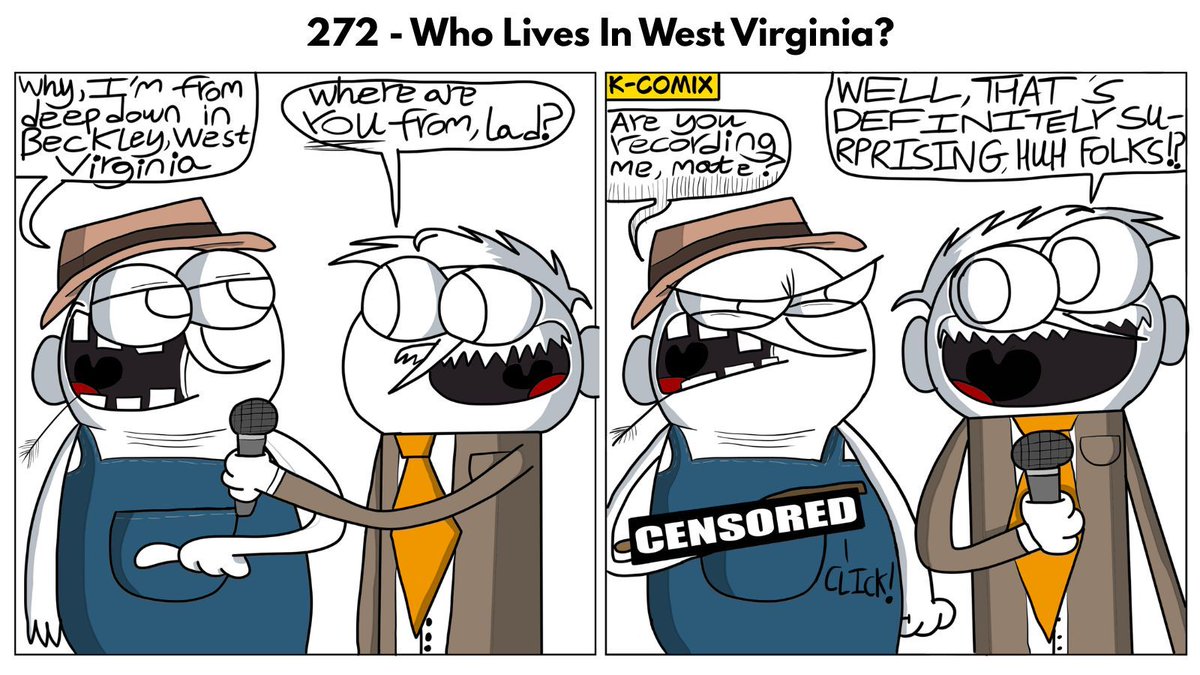 K_Comix's tweet photo. Comic 272: Who Lives In West Virginia?
#comics #comix #webcomics #webcomix #funnycomics #humor https://t.co/pcYI3yf5vF