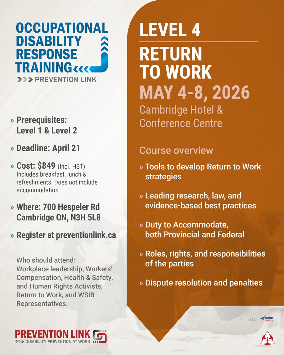 Preventionlink's tweet photo. Learn how to assist injured workers individually or collectively through a therapeutic #ReturnToWork and provide workplace parties with the tools to develop strategies for successful outcomes. 👉https://t.co/gvyJCuiVN3
#onlab #WorkersComp #WorkersCompensation #HealthAndSafety https://t.co/F25Tjw1NLr