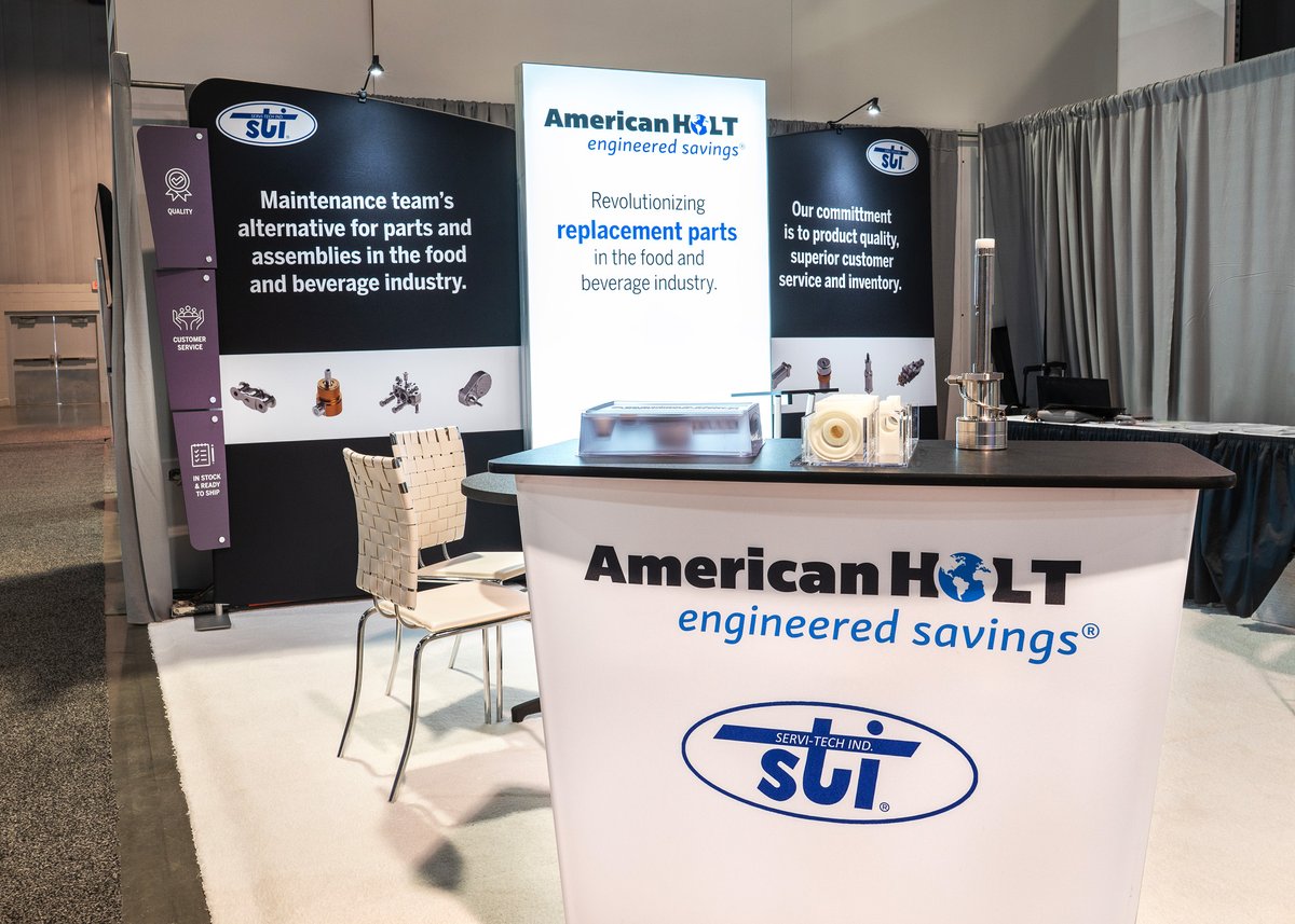 American Holt Corp, a leading supplier of aftermarket parts for the packaging industry, is ready to make a splash! View all the details of this design on our blog: hubs.li/Q03ZccFb0

#PACKEXPO #AmericanHoltCorp #PackagingIndustry