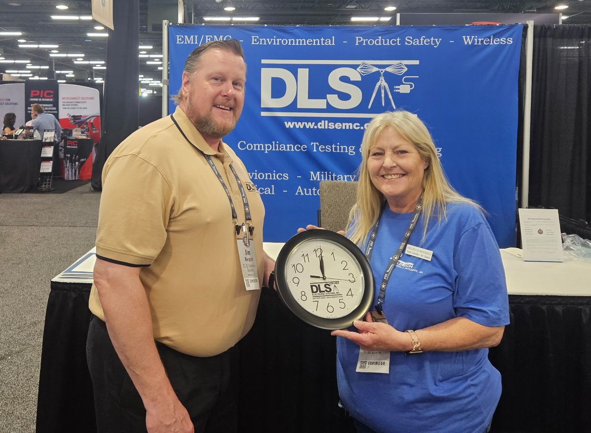 dlsemc's tweet photo. We've given away hundreds of special DLS clocks through the years. But congratulations to Tami Carrillo from FieldTech for winning the very last one! Jim had a great time in Dallas at #AEA26. Looking forward to next year! https://t.co/do9vsEoDsi