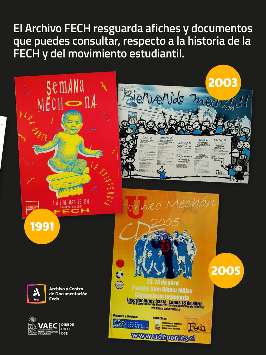 ¿Cómo han sido las bienvenidas a las nuevas generaciones de estudiantes en la Universidad de Chile? Aquí te mostramos una parte de la historial visual de las bienvenidas mechonas 🙌🏼
El Archivo FECH resguarda afiches y documentos que puedes consultar😉
#Chile #Fech #Historia