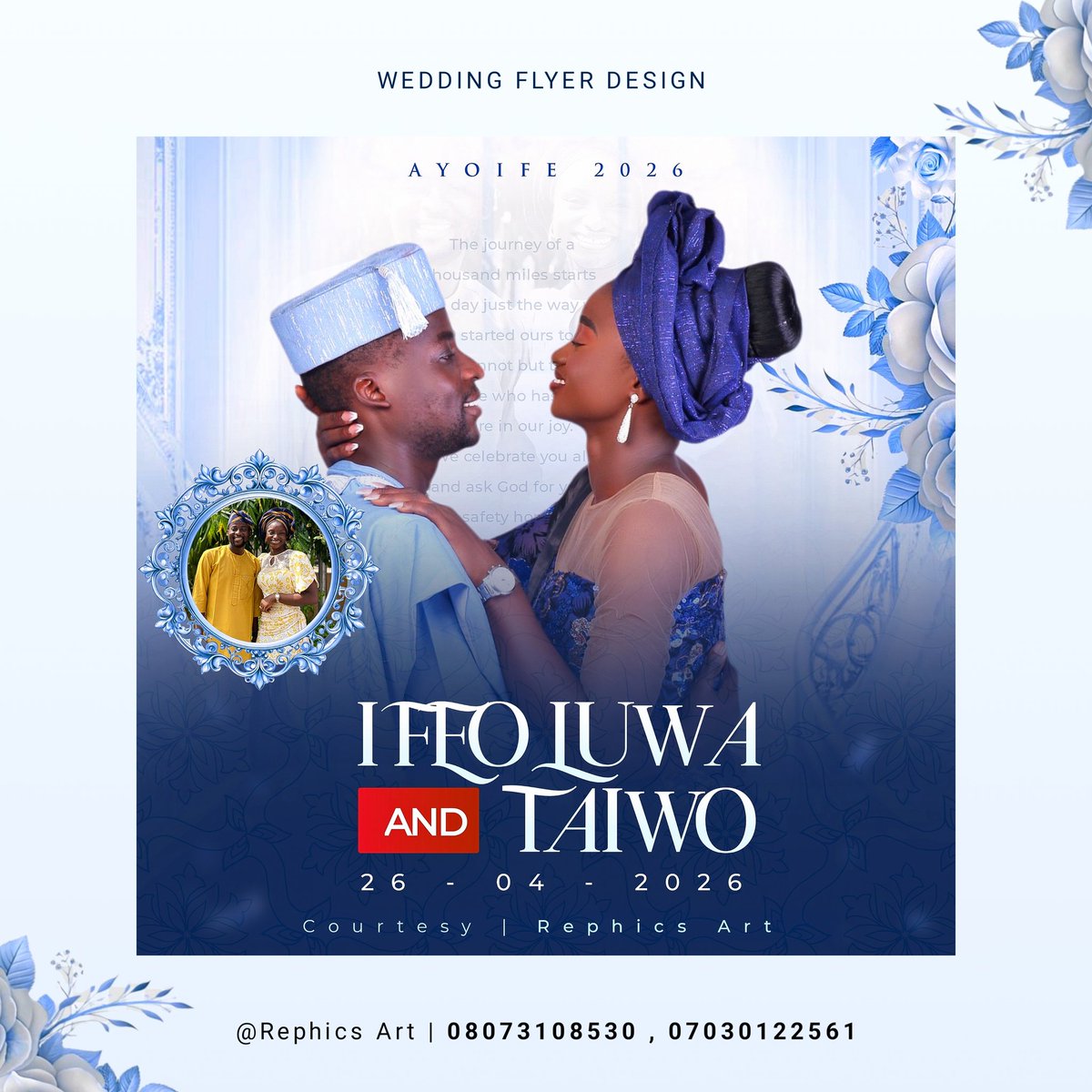 RephicsArt_'s tweet photo. Huge congratulations to a wonderful client on their wedding today! ✨
 I pray your union is filled with joy, peace, and divine favor. May your new chapter be even more beautiful than the designs we created. 

​Ready to bring your vision to life? DM now! https://t.co/3OkUB0J1ML